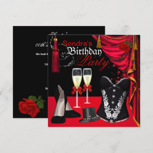 Invitation Chaussures à corset rouge noir Champagne Haut-de-f
