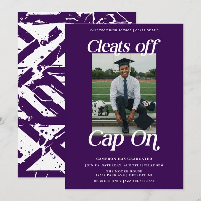 Invitation Chaussures à crampons de remise des diplômes d'ath (Devant / Derrière)