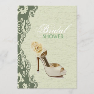 Invitation Chaussures à mariée Florale verte Douche nuptiale 