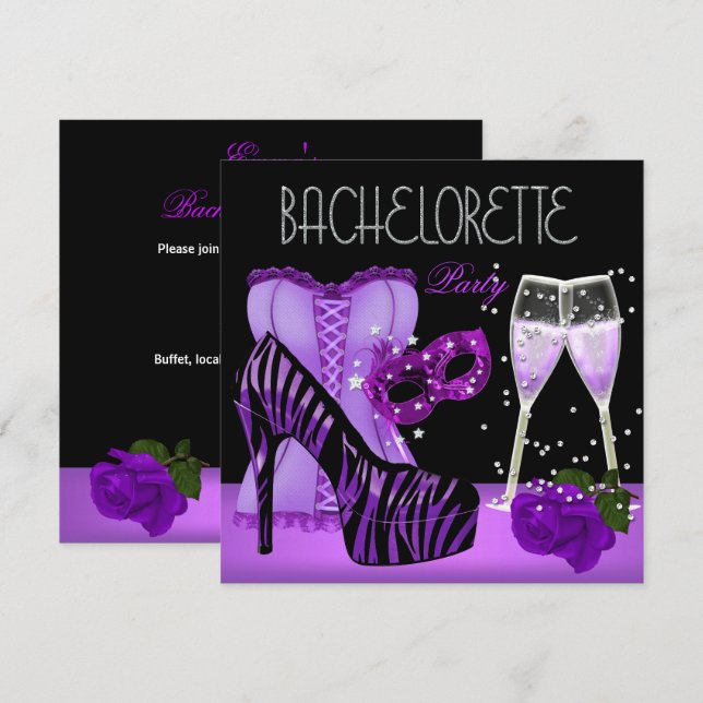 Invitation Chaussures à masque violet Corset pour enterrement (Devant / Derrière)