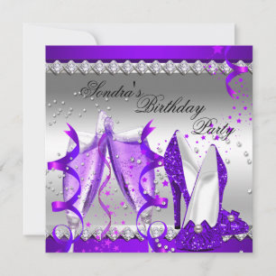 Invitation Chaussures à paillettes champagne violet pour fête
