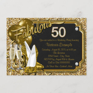 Invitation Chaussures à paillettes dorées Fabulosus 50 Fête d