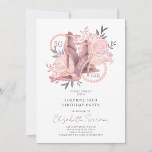 Invitation Chaussures à paillettes Rose Blush Fabulous 50e