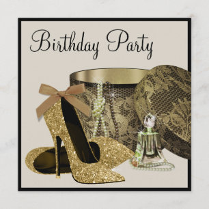 Invitation Chaussures à talon haut perles Black Gold Womans A
