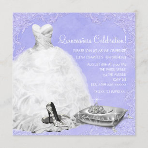 Invitation Chaussures à talon haut violet princesse Quinceane