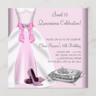 Invitation Chaussures à talon haute de balle rose Quinceanera