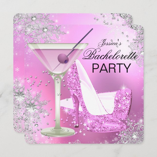 Invitation Chaussures à talon rose haut Bachelorette Fête Inv (Devant / Derrière)