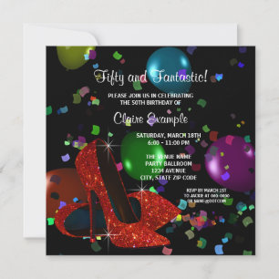 Invitation Chaussures à talon rouge Fête d'anniversaire