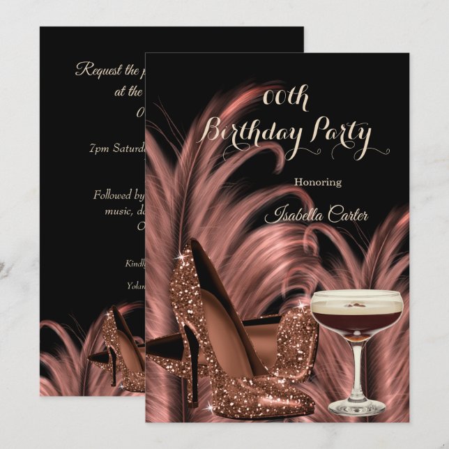 Invitation Chaussures à talons Exotiques Espresso Martini pou (Devant / Derrière)