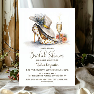 Invitation Chaussures à talons hauts à pois dorés et champagn