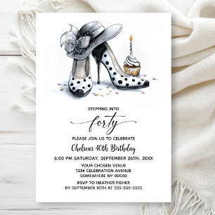 Invitation Chaussures à talons hauts à pois pour 40e annivers