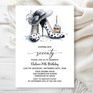 Invitation Chaussures à talons hauts à pois pour 70e annivers