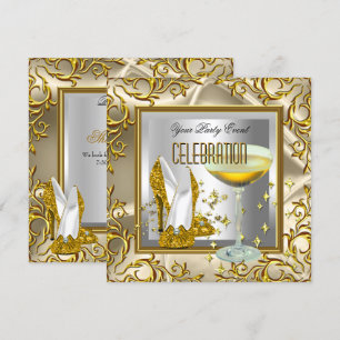 Invitation Chaussures à talons hauts argent doré Champagne