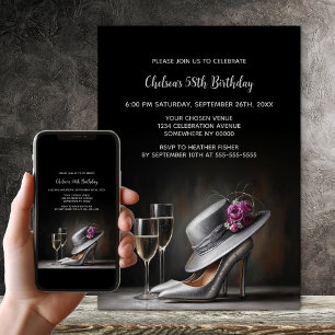 Invitation Chaussures à talons hauts argentées pour fête d'an