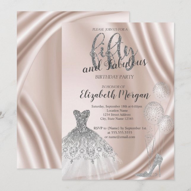 Invitation Chaussures à talons hauts argentées Robe Fête des  (Devant / Derrière)