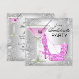 Invitation Chaussures à talons hauts argentées rose pour ente