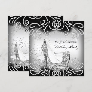 Invitation Chaussures à talons hauts argentées scintillantes 