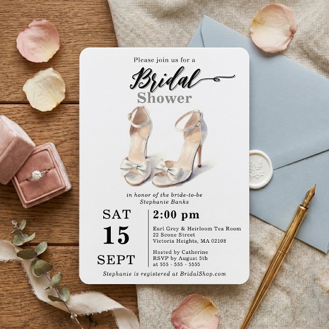 Invitation Chaussures à talons hauts avec nœud blanc à l'aqua (Créateur téléchargé)