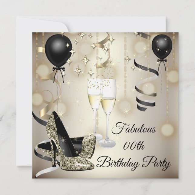Invitation Chaussures à talons hauts beige doré pour fête d'a (Devant)