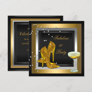 Invitation Chaussures à talons hauts Black Gold Champagne Fêt