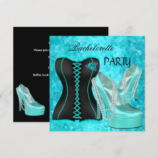 Invitation Chaussures à talons hauts bleu sarcelle pour enter
