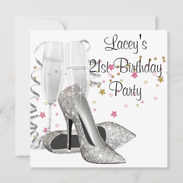 Invitation Chaussures à talons hauts Champagne pour une fête  (Devant)
