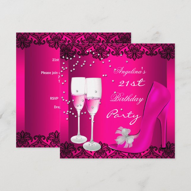 Invitation Chaussures à talons hauts Champagne rose pour fête (Devant / Derrière)