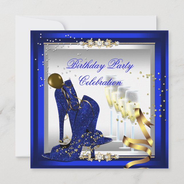 Invitation Chaussures à talons hauts Champagne Royal Bleu Or (Devant)