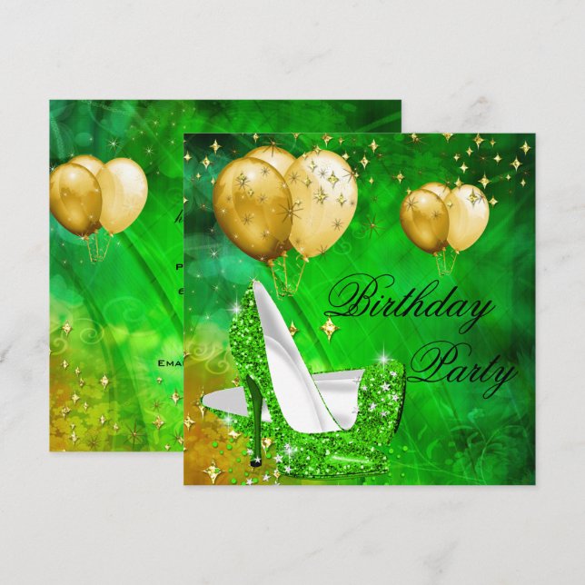 Invitation Chaussures à talons hauts de fête d'anniversaire v (Devant / Derrière)