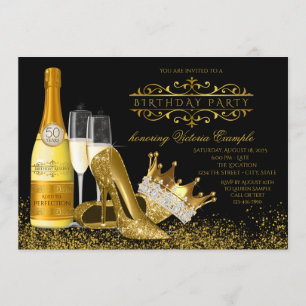 Invitation Chaussures à talons hauts dorées pour femme prince