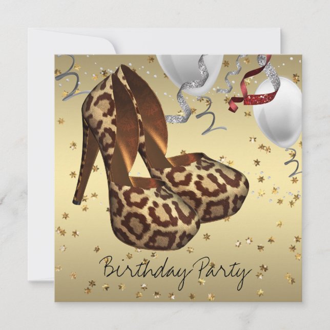 Invitation Chaussures à talons hauts dorées pour femmes, fête (Devant)