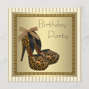 Invitation Chaussures à talons hauts dorés pour femme Anniver