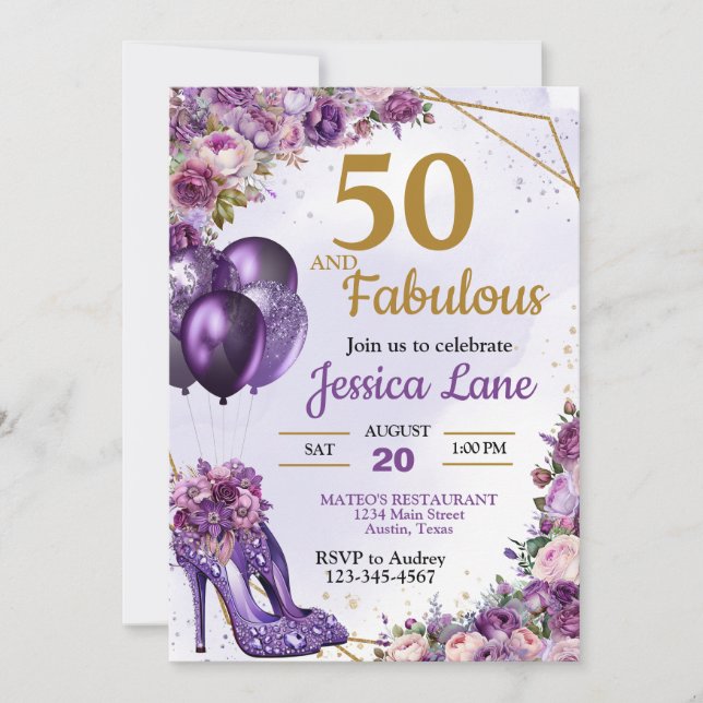 Invitation Chaussures à talons hauts élégantes Fête d'anniver (Devant)
