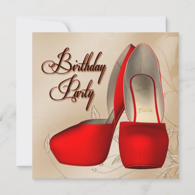 Invitation Chaussures à talons hauts en damas rouge et noir p (Devant)