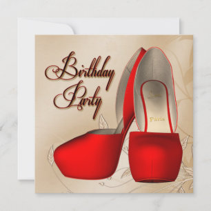 Invitation Chaussures à talons hauts en damas rouge et noir p