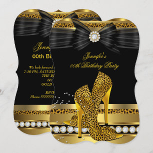 Invitation Chaussures à talons hauts en diamants dorés Léopar