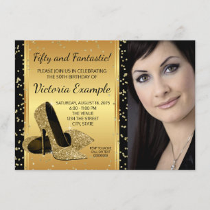 Invitation Chaussures à talons hauts en or noir pour fête d'a
