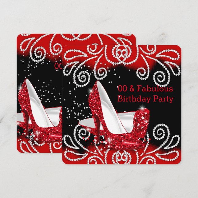 Invitation Chaussures à talons hauts fabuleuses rouges à pail (Devant / Derrière)