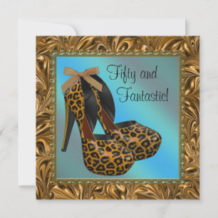 Invitation Chaussures à Talons Hauts Femme Léopard Or 50e Ann