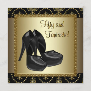 Invitation Chaussures à talons hauts Femme Noir Or 50e Annive