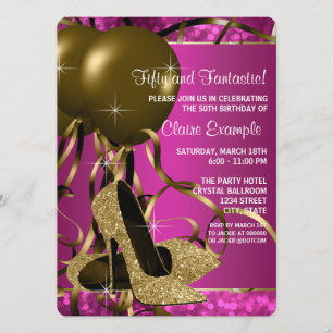 Invitation Chaussures à talons hauts Femme Rose chaud et Or F