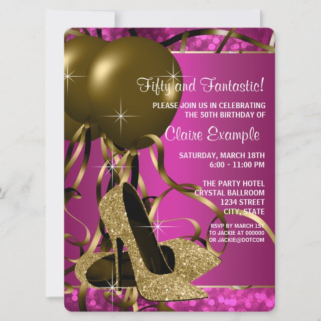 Invitation Chaussures à talons hauts Femme Rose chaud et Or F (Devant)