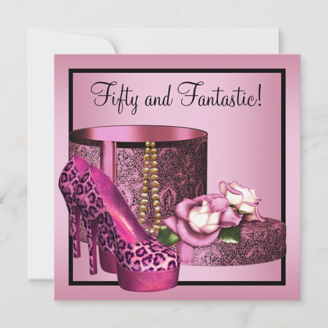 Invitation Chaussures à talons hauts Femme Rose Léopard 50e A (Devant)