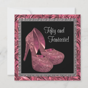 Invitation Chaussures à talons hauts Femme Rose Noir 50e Anni