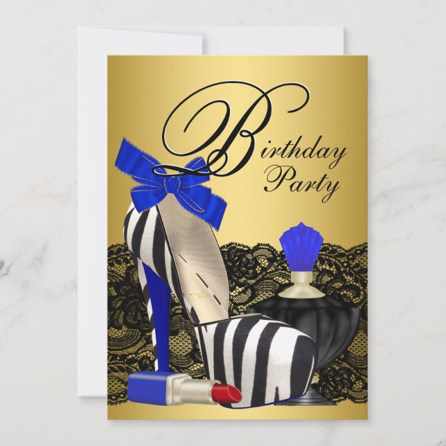 Invitation Chaussures à talons hauts Fête d'anniversaire bleu (Devant)