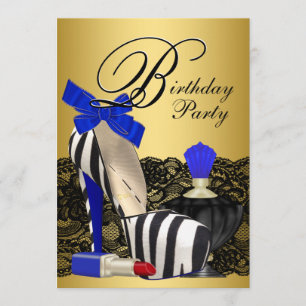 Invitation Chaussures à talons hauts Fête d'anniversaire bleu