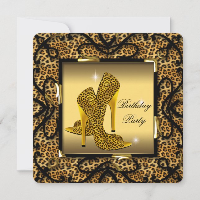 Invitation Chaussures à talons hauts Fête d'anniversaire Léop (Devant)