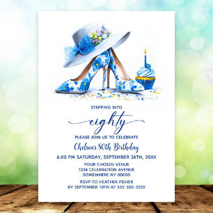 Invitation Chaussures à talons hauts florales bleues pour fêt