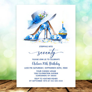 Invitation Chaussures à talons hauts florales bleues pour une