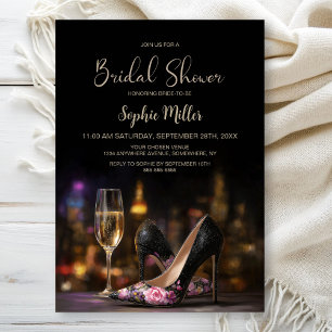 Invitation Chaussures à talons hauts florales roses pour la d